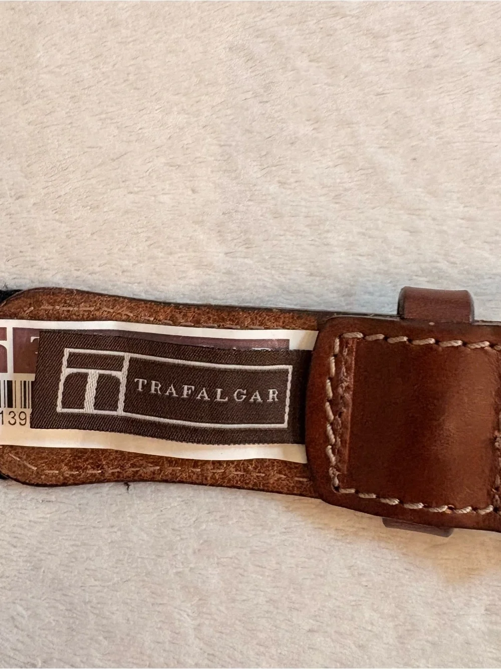 Trafalgar Mens Black Woven Strap with Brown Leather Trim Belt Sz 42